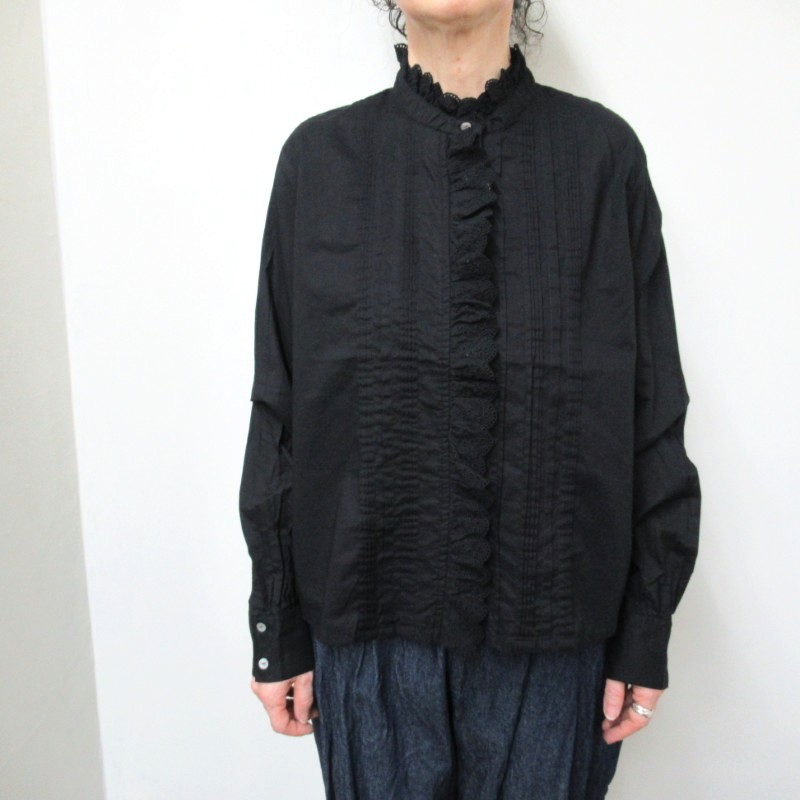 MidiUmi  ピンタックレースシャツ /BK99